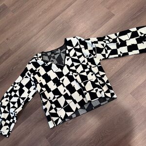 Eloquii Black and White Geometric Sweater